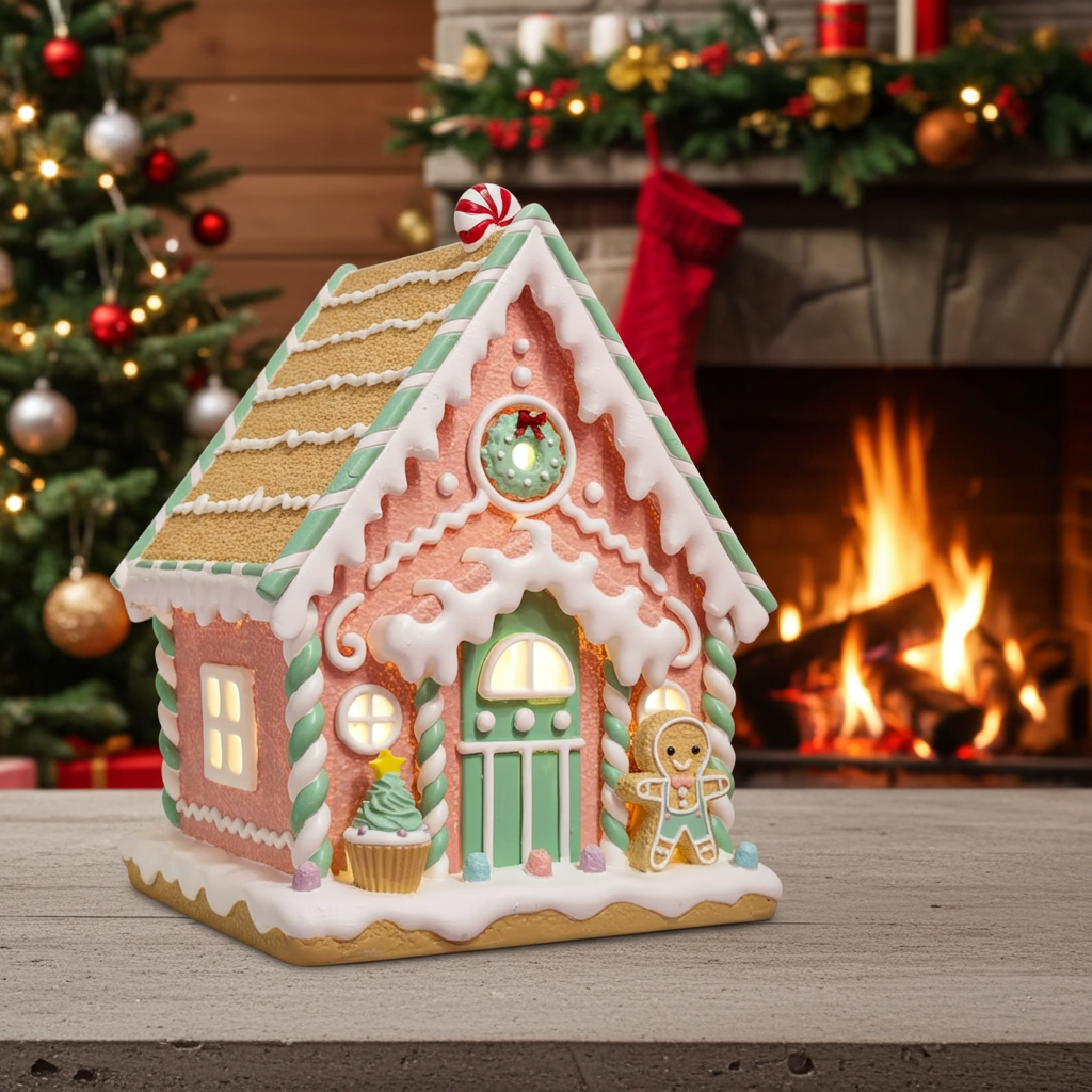 LED Lebkuchenhaus 25cm bunt