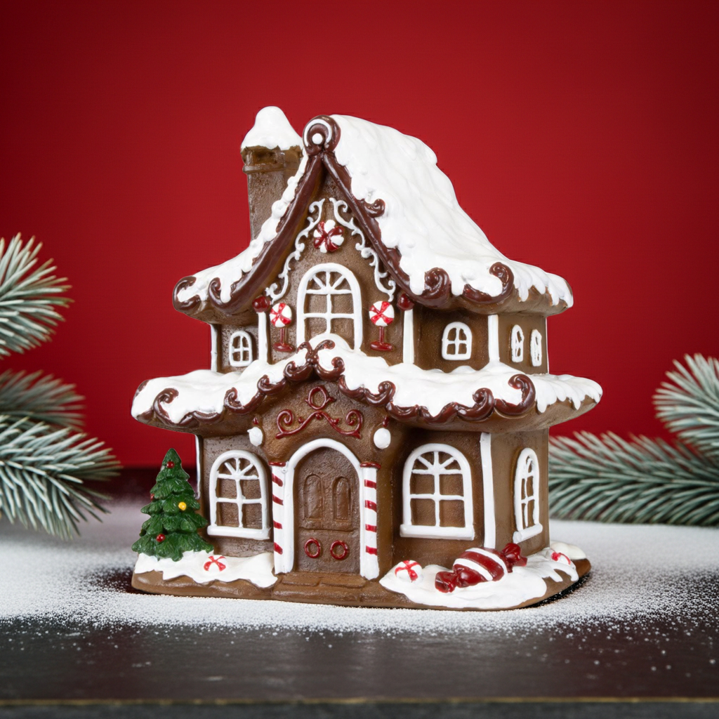 Lebkuchenhaus, 17 cm in Schokoladenfarbe