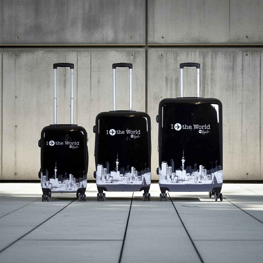 Motivkoffer und Kofferset 3tlg Fly schwarz