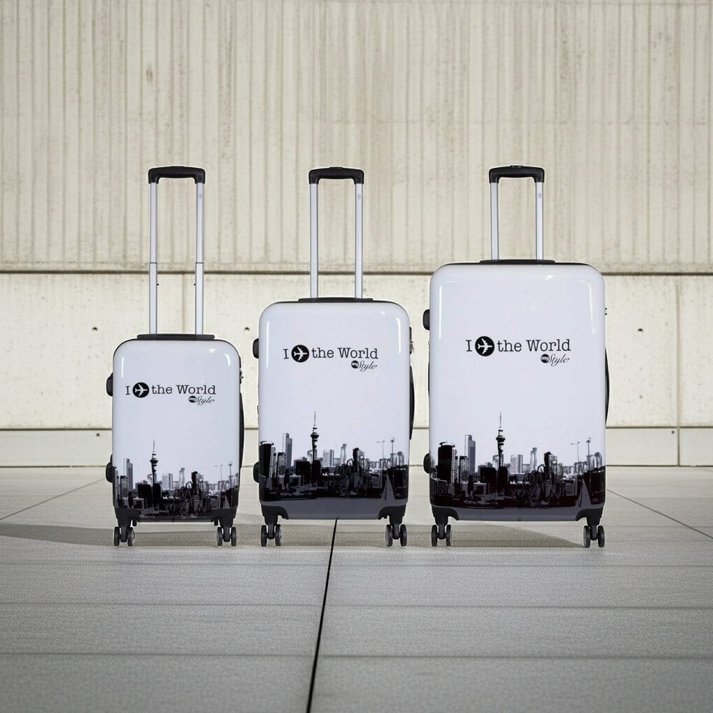 Motivkoffer und Kofferset 3tlg Fly weiß