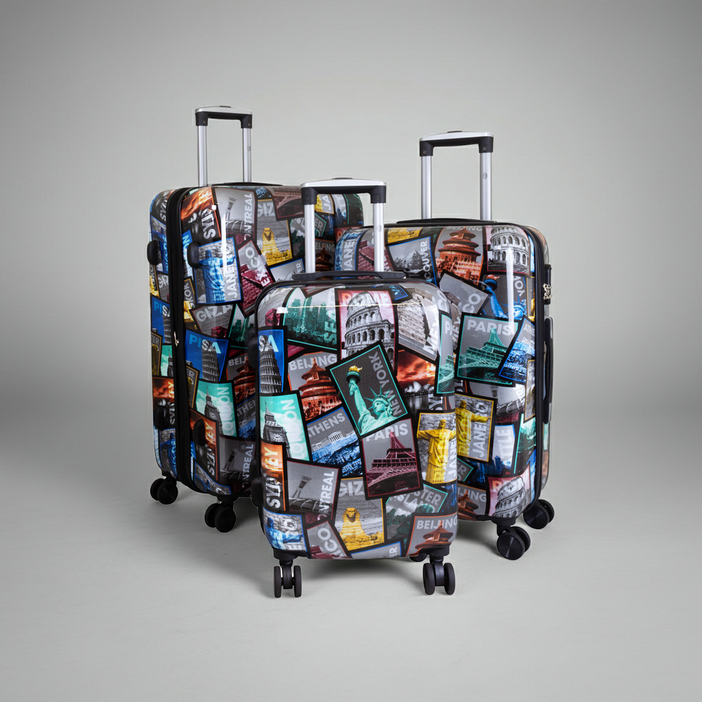 Hartschale Motiv-Kofferset 3tlg City Postkarten