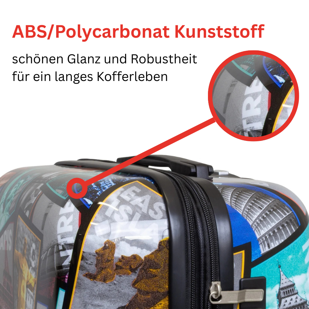 Polycarbonat großer Motivkoffer Reisekoffer City - Größe L