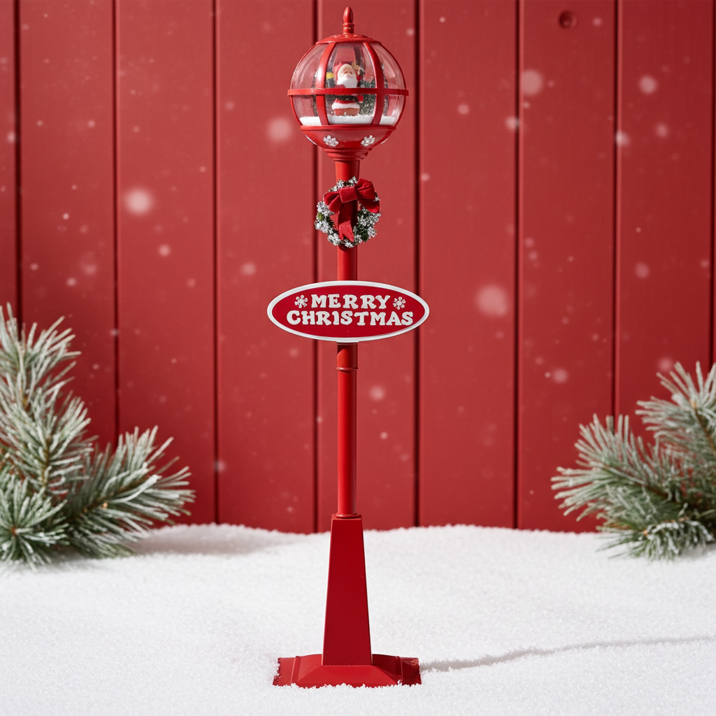 Schneiende LED Standlaterne Santa 180cm