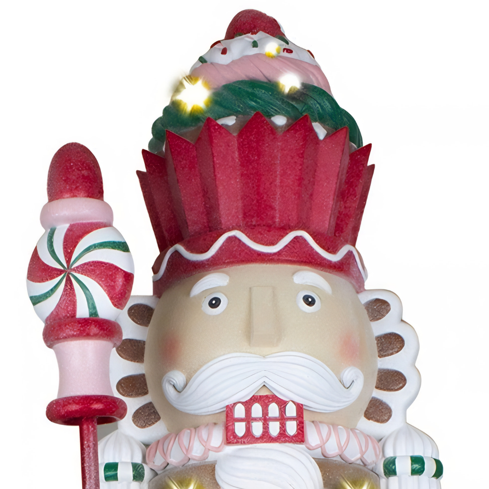 XXL Nussknacker Größe ca.155cm mit LED-Licht / Candy Christmas in braun-rot-grün