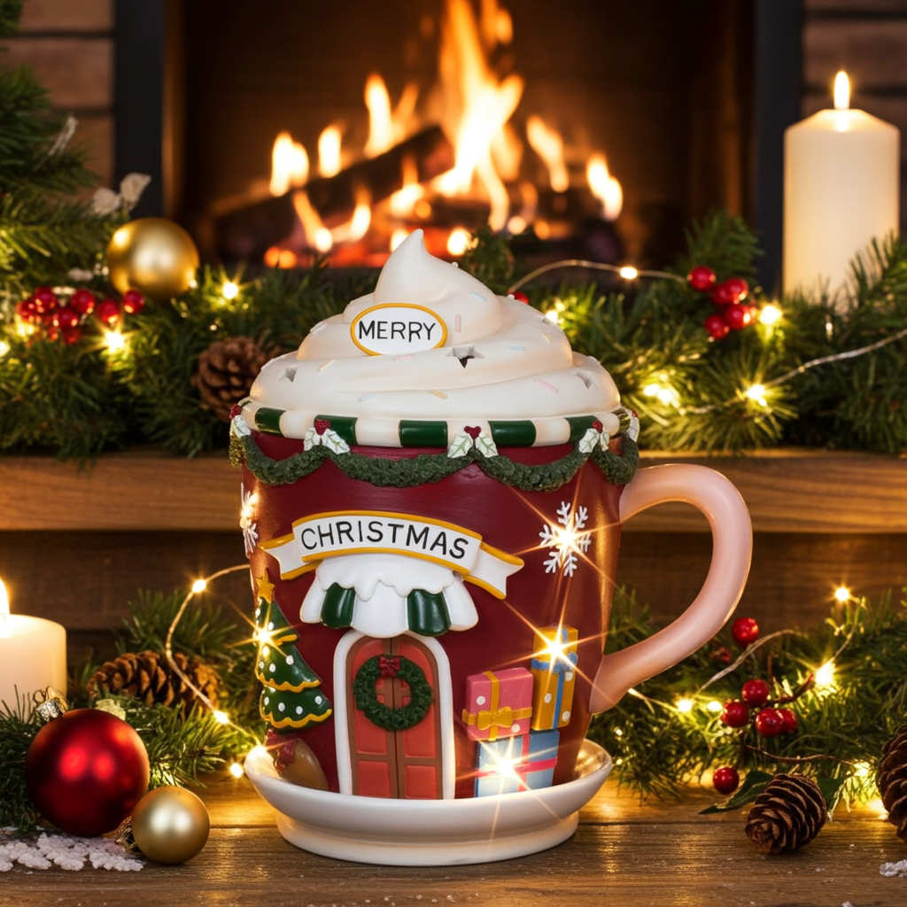 XXL LED Weihnachtstasse Weihnachtshaus 31cm