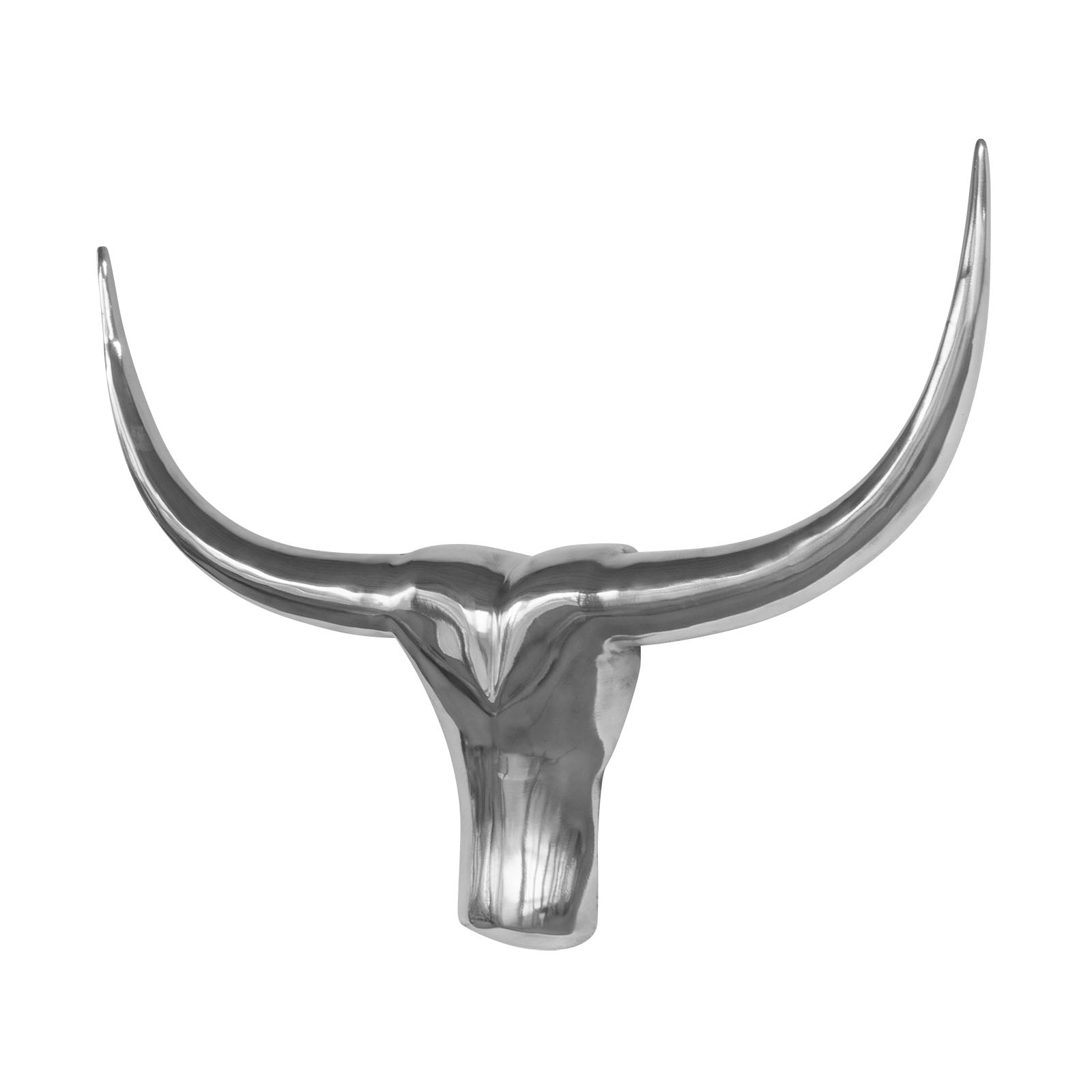 Stier Deko-Geweih aus poliertem Aluminium 52x40cm Trophäe Wanddeko